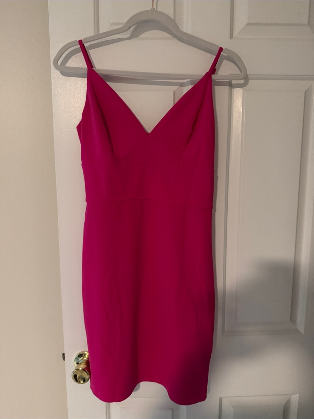 Express Hot Pink V-Neck Spaghetti Strap Mini Dress